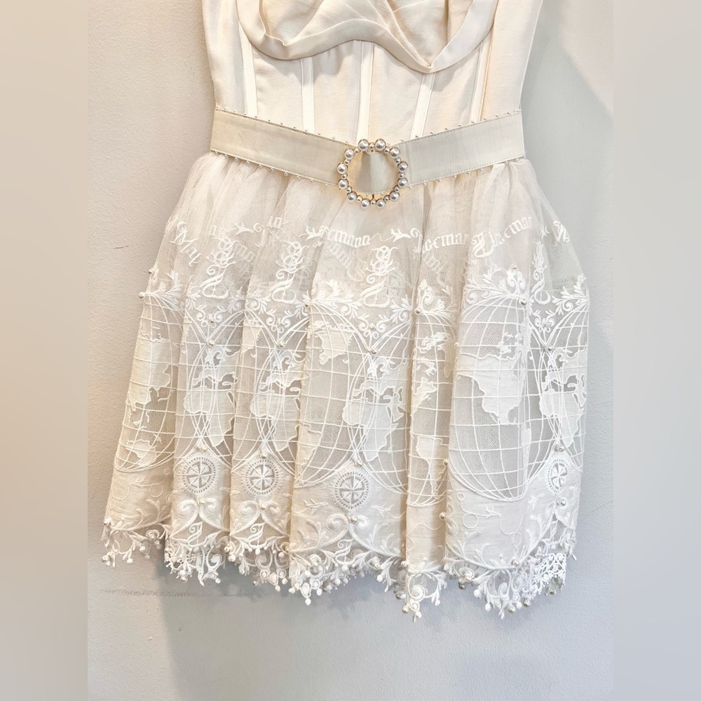 Zimmermann The High Tide Mesh Embroidered Mini Dress Size 2 /Medium - Picture 7 of 12
